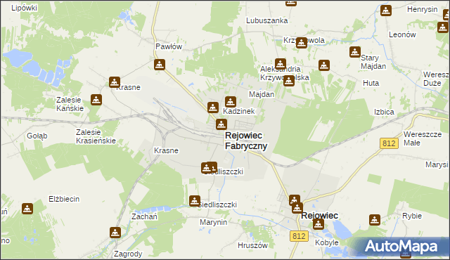 mapa Rejowiec Fabryczny, Rejowiec Fabryczny na mapie Targeo