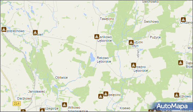 mapa Rekowo Lęborskie, Rekowo Lęborskie na mapie Targeo