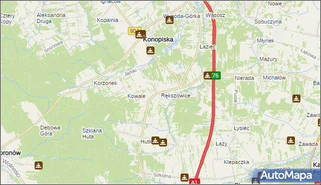 mapa Rększowice, Rększowice na mapie Targeo