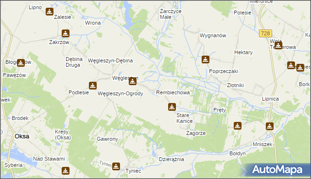 mapa Rembiechowa, Rembiechowa na mapie Targeo