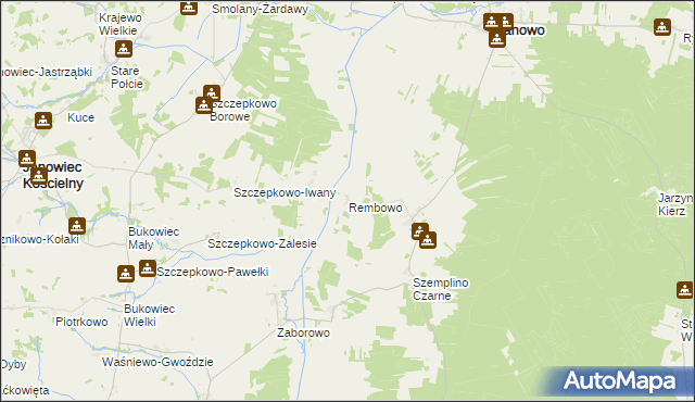 mapa Rembowo gmina Janowo, Rembowo gmina Janowo na mapie Targeo