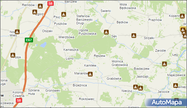 mapa Ręszew, Ręszew na mapie Targeo