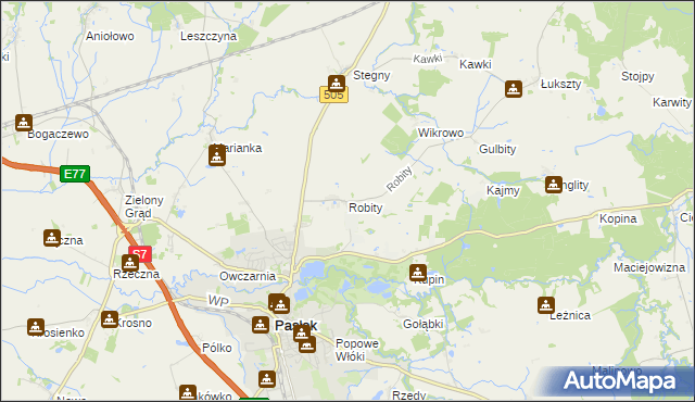 mapa Robity gmina Pasłęk, Robity gmina Pasłęk na mapie Targeo