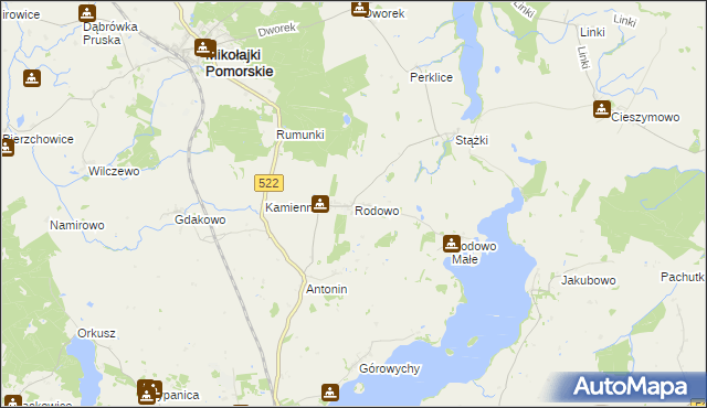 mapa Rodowo gmina Prabuty, Rodowo gmina Prabuty na mapie Targeo