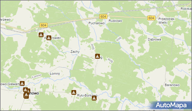 mapa Róg gmina Janowo, Róg gmina Janowo na mapie Targeo