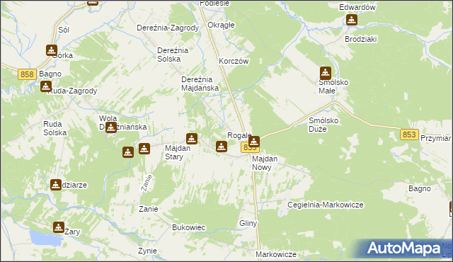 mapa Rogale gmina Księżpol, Rogale gmina Księżpol na mapie Targeo