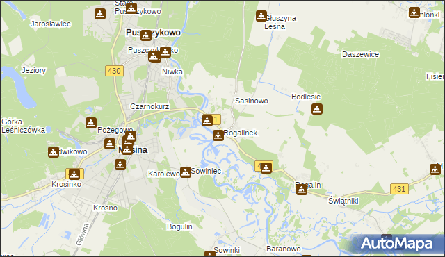 mapa Rogalinek, Rogalinek na mapie Targeo