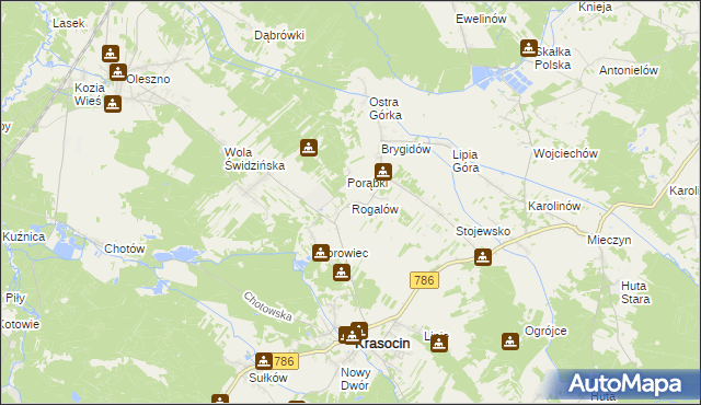 mapa Rogalów gmina Krasocin, Rogalów gmina Krasocin na mapie Targeo