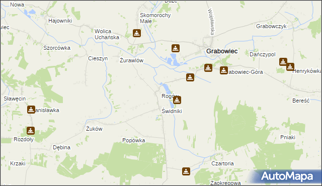 mapa Rogów gmina Grabowiec, Rogów gmina Grabowiec na mapie Targeo