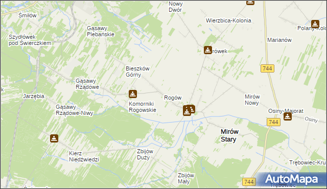 mapa Rogów gmina Mirów, Rogów gmina Mirów na mapie Targeo