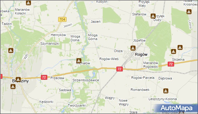 mapa Rogów-Wieś, Rogów-Wieś na mapie Targeo