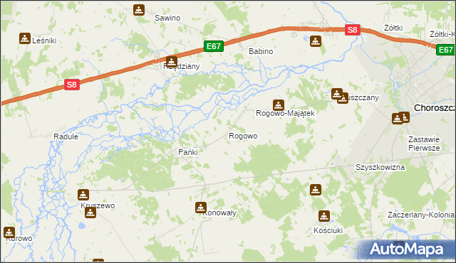 mapa Rogowo gmina Choroszcz, Rogowo gmina Choroszcz na mapie Targeo