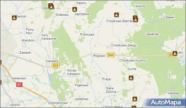 mapa Rogowo gmina Płoniawy-Bramura, Rogowo gmina Płoniawy-Bramura na mapie Targeo