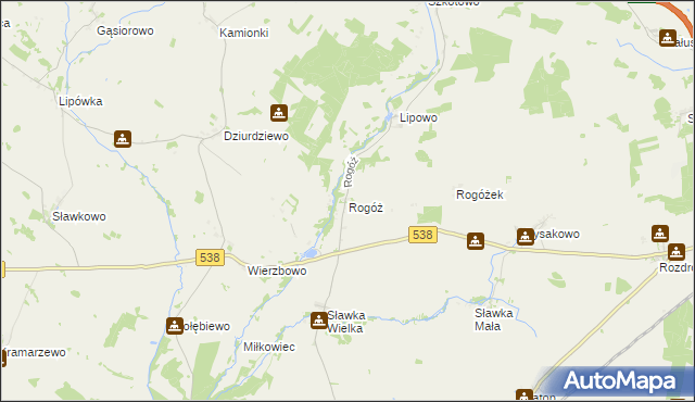 mapa Rogóż gmina Kozłowo, Rogóż gmina Kozłowo na mapie Targeo