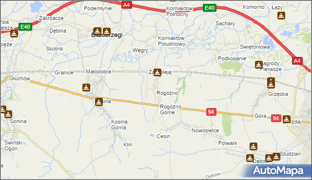 mapa Rogóżno, Rogóżno na mapie Targeo