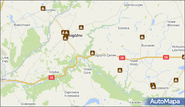 mapa Rogóźno-Zamek, Rogóźno-Zamek na mapie Targeo