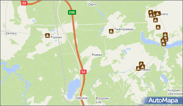 mapa Rojewo gmina Międzyrzecz, Rojewo gmina Międzyrzecz na mapie Targeo