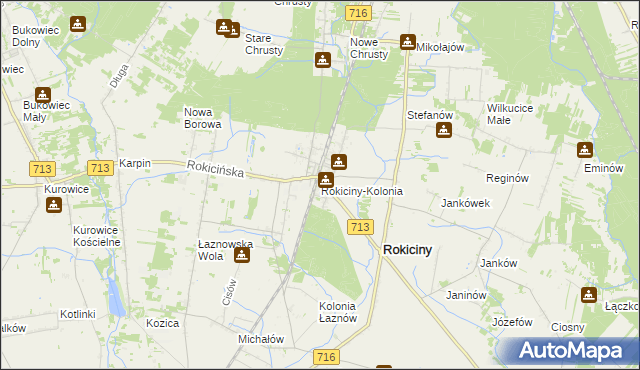 mapa Rokiciny-Kolonia, Rokiciny-Kolonia na mapie Targeo