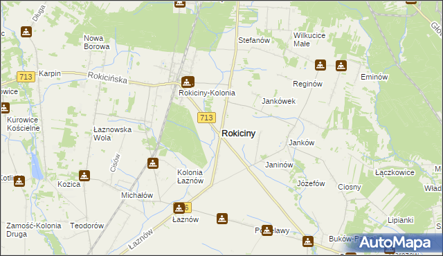 mapa Rokiciny powiat tomaszowski, Rokiciny powiat tomaszowski na mapie Targeo