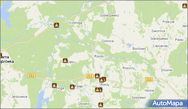 mapa Rokitki gmina Czarna Dąbrówka, Rokitki gmina Czarna Dąbrówka na mapie Targeo