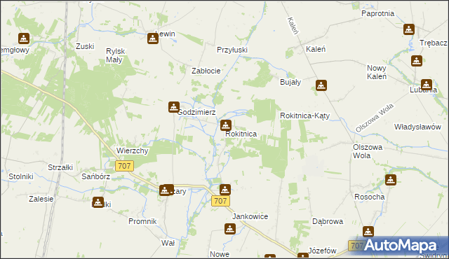 mapa Rokitnica gmina Nowe Miasto nad Pilicą, Rokitnica gmina Nowe Miasto nad Pilicą na mapie Targeo