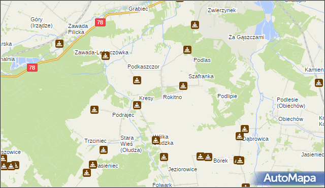 mapa Rokitno gmina Szczekociny, Rokitno gmina Szczekociny na mapie Targeo