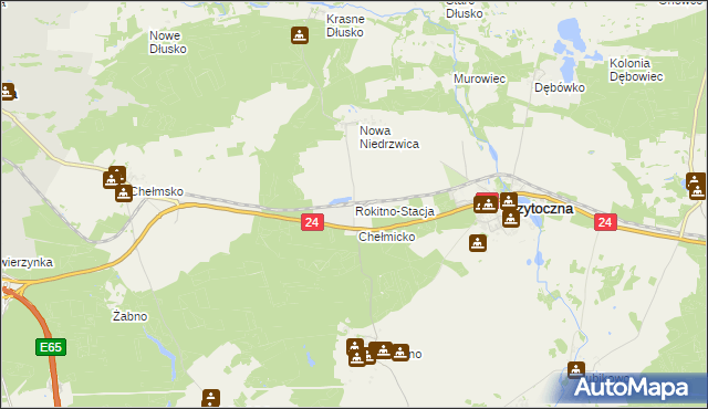 mapa Rokitno-Stacja, Rokitno-Stacja na mapie Targeo