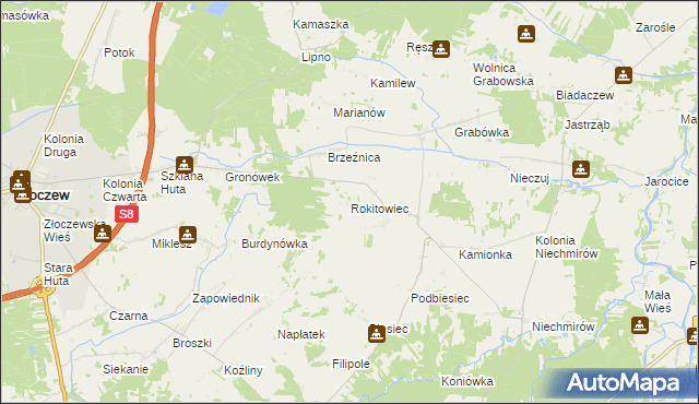 mapa Rokitowiec, Rokitowiec na mapie Targeo