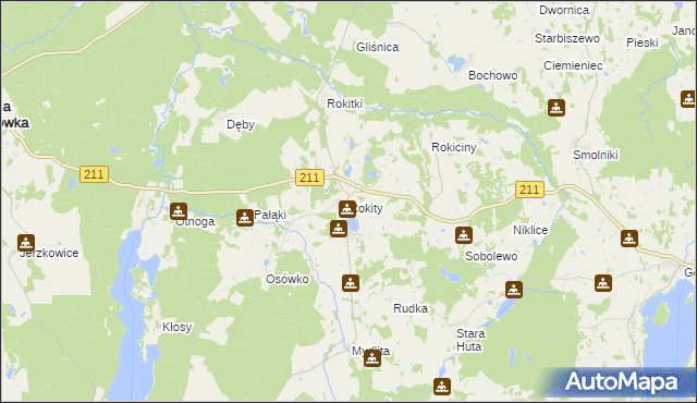 mapa Rokity gmina Czarna Dąbrówka, Rokity gmina Czarna Dąbrówka na mapie Targeo