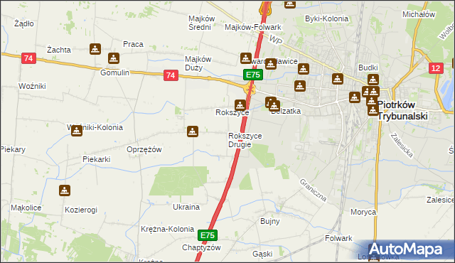 mapa Rokszyce Drugie, Rokszyce Drugie na mapie Targeo