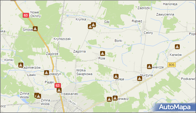 mapa Role gmina Łuków, Role gmina Łuków na mapie Targeo