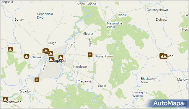 mapa Romankowo, Romankowo na mapie Targeo