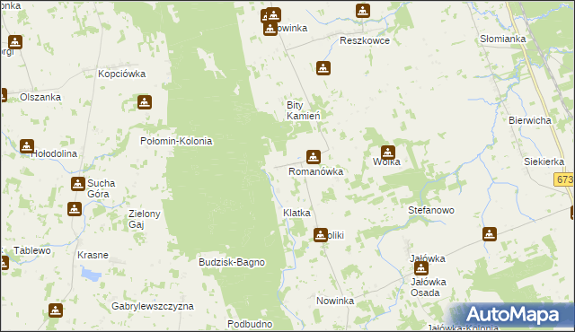 mapa Romanówka gmina Sidra, Romanówka gmina Sidra na mapie Targeo