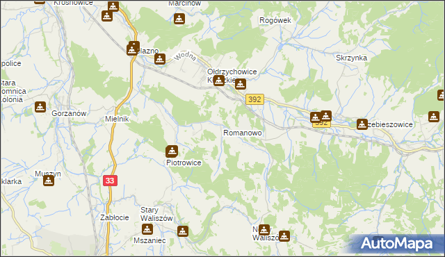 mapa Romanowo gmina Kłodzko, Romanowo gmina Kłodzko na mapie Targeo