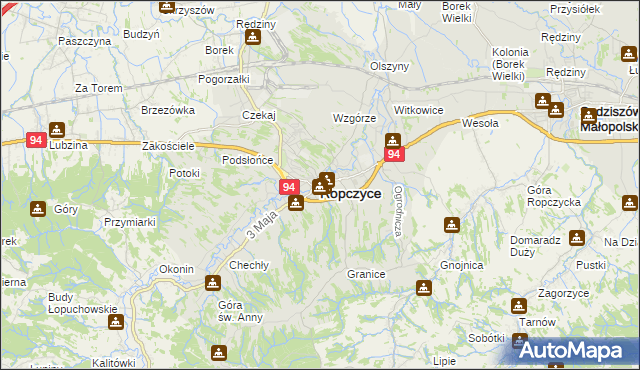 mapa Ropczyce, Ropczyce na mapie Targeo