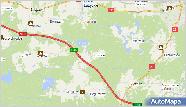 mapa Rościce, Rościce na mapie Targeo