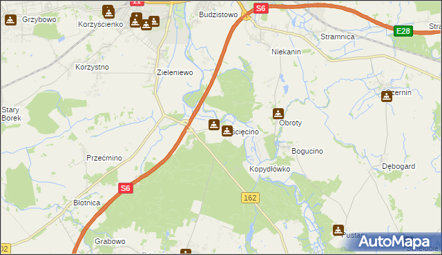 mapa Rościęcino, Rościęcino na mapie Targeo