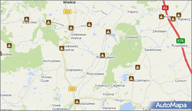 mapa Rościszewko, Rościszewko na mapie Targeo