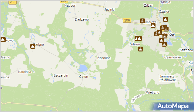 mapa Rosocha gmina Polanów, Rosocha gmina Polanów na mapie Targeo