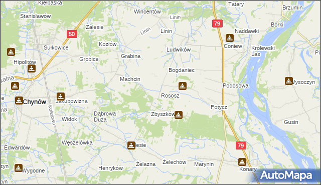 mapa Rososz gmina Chynów, Rososz gmina Chynów na mapie Targeo