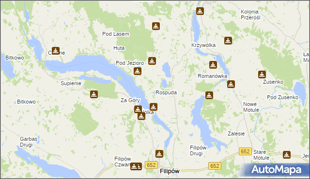 mapa Rospuda, Rospuda na mapie Targeo