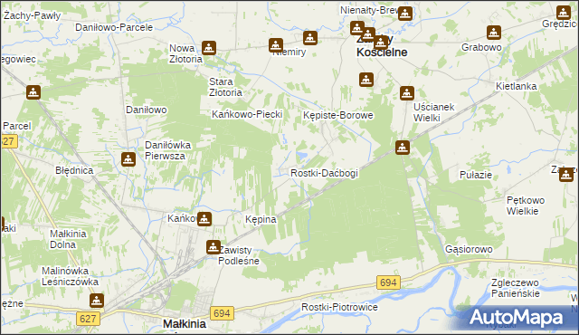 mapa Rostki-Daćbogi, Rostki-Daćbogi na mapie Targeo