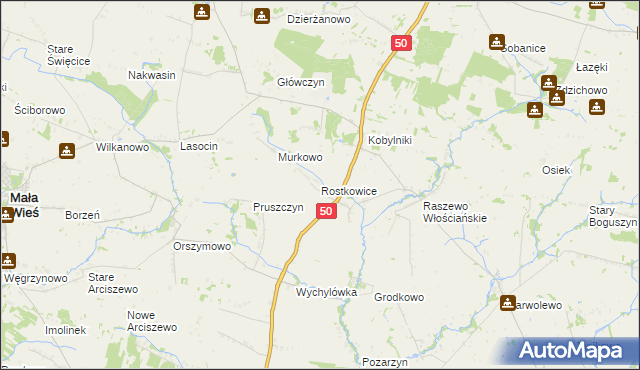 mapa Rostkowice gmina Wyszogród, Rostkowice gmina Wyszogród na mapie Targeo