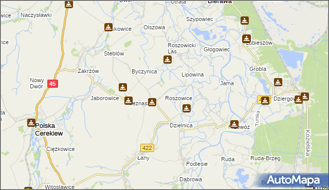 mapa Roszowice, Roszowice na mapie Targeo