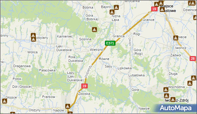 mapa Równe gmina Dukla, Równe gmina Dukla na mapie Targeo