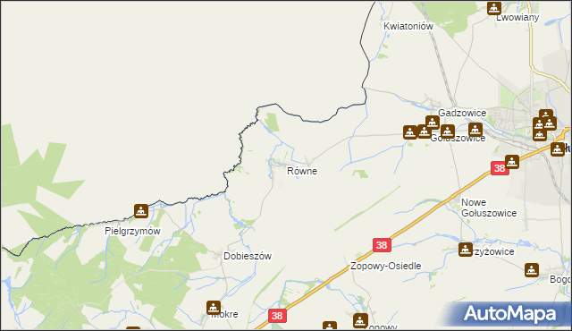 mapa Równe gmina Głubczyce, Równe gmina Głubczyce na mapie Targeo