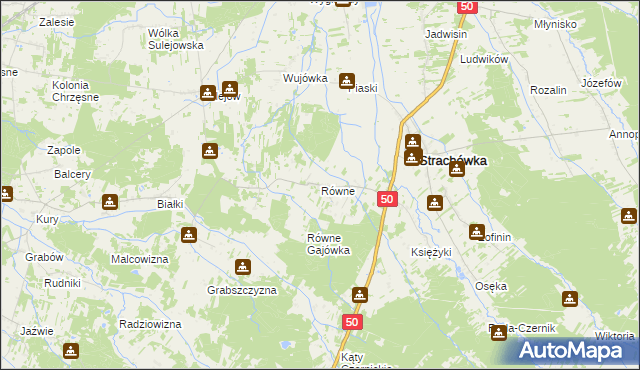 mapa Równe gmina Strachówka, Równe gmina Strachówka na mapie Targeo