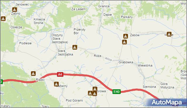 mapa Róża gmina Czarna, Róża gmina Czarna na mapie Targeo