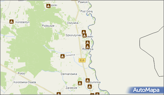 mapa Różanka gmina Włodawa, Różanka gmina Włodawa na mapie Targeo