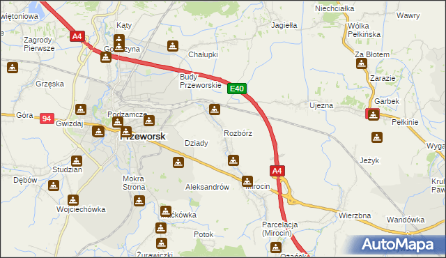 mapa Rozbórz, Rozbórz na mapie Targeo